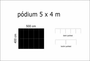 Mobilní pódium 5 x 4 m + teleskopické nohy 60-100 cm