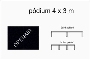 Mobilní pódium 4 x 3 m +  teleskopické nohy 60-100 cm